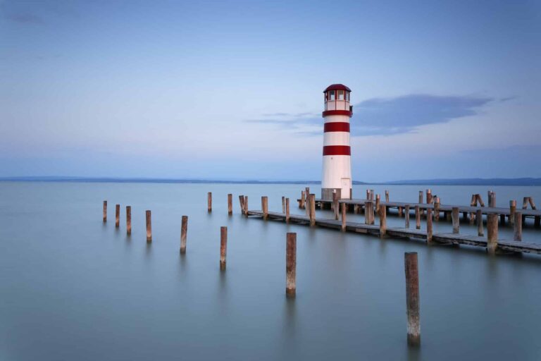 Austria, Burgenland, View of lighthouse at Lake Neusiedl