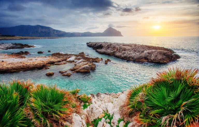 Spring panorama of sea coast city Trapany. Sicily, Italy, Europe